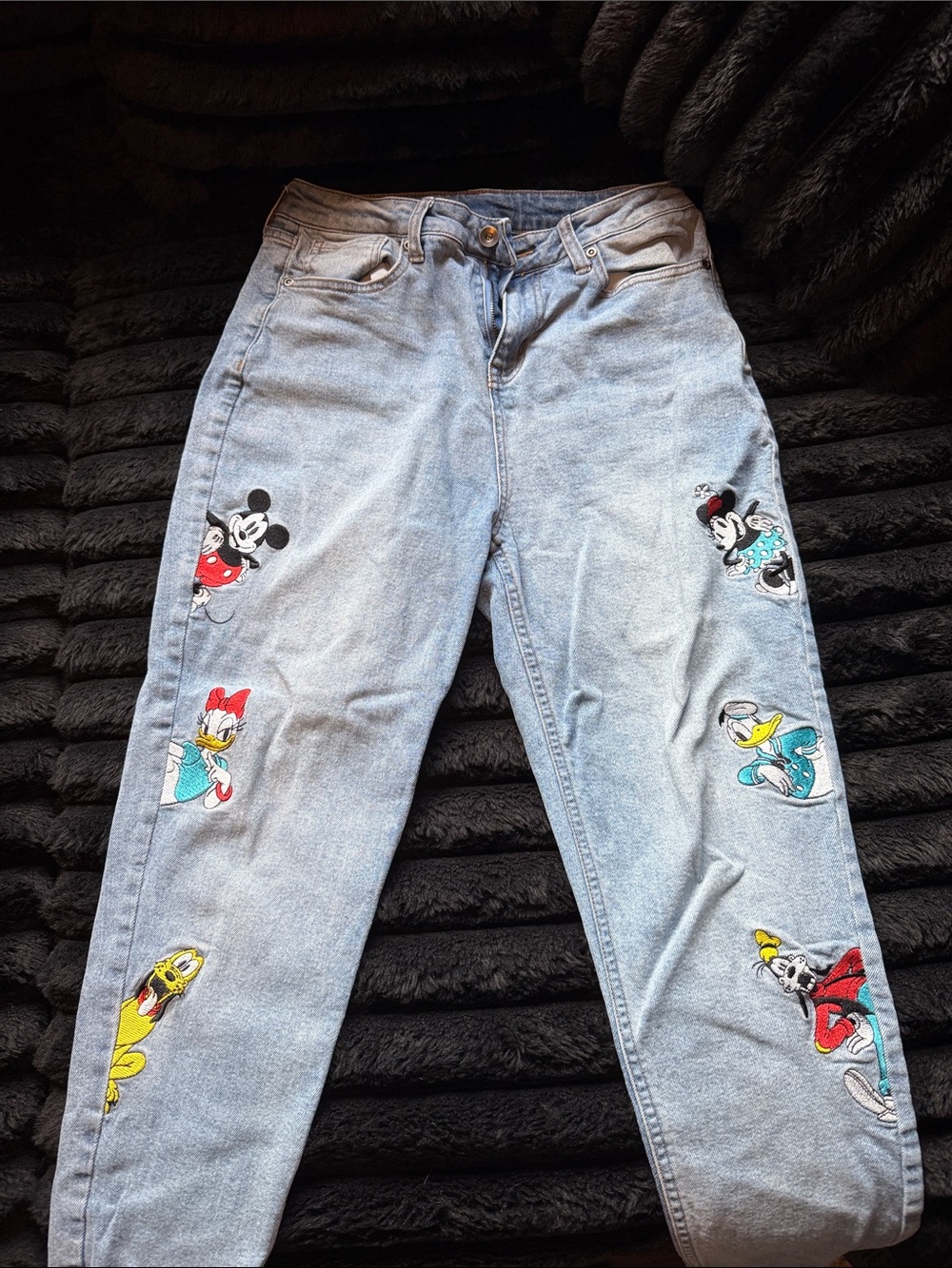 Disney Light Blue Embroidered Character Boyfriend Jeans